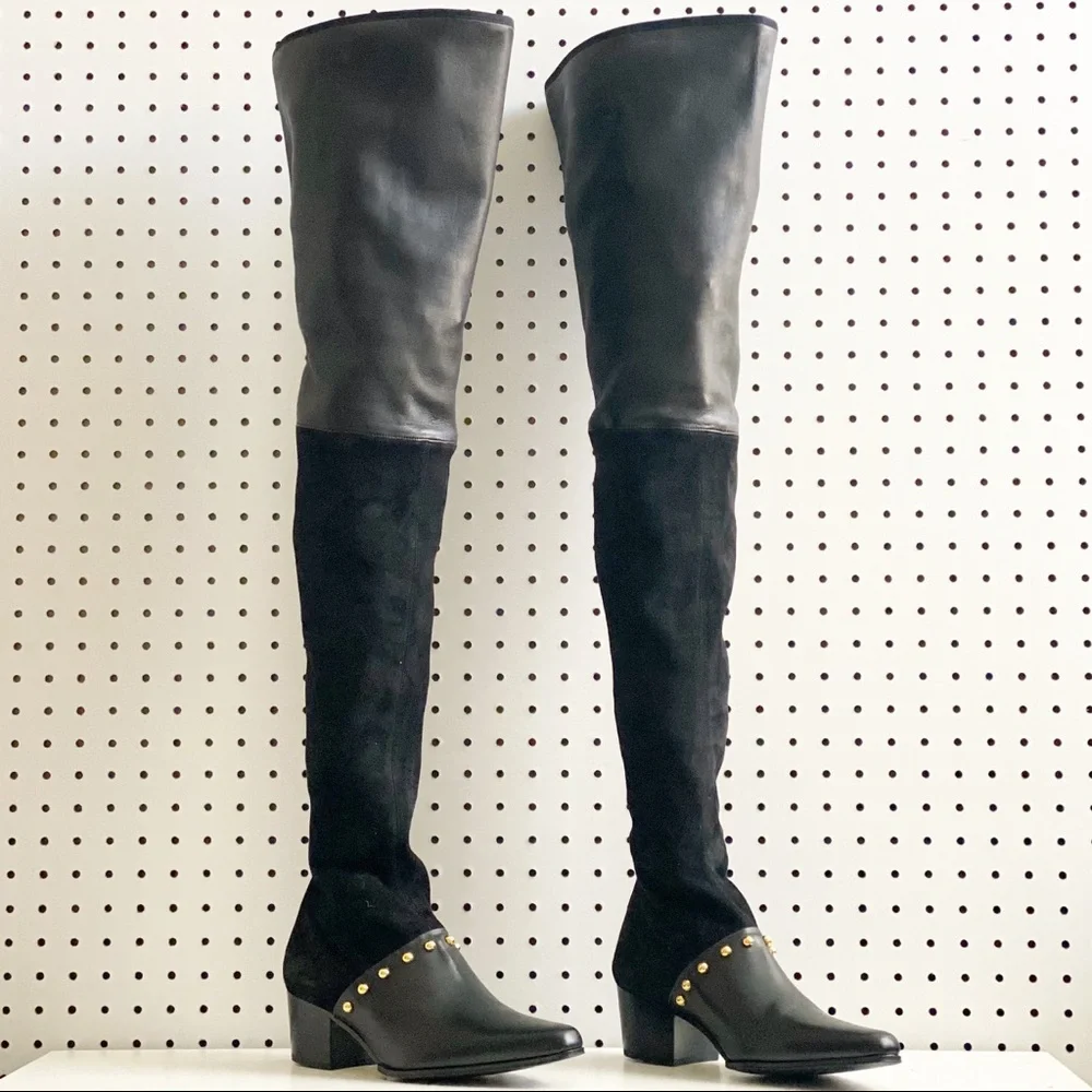 Balmain | Billie Leather & Suede Thigh High